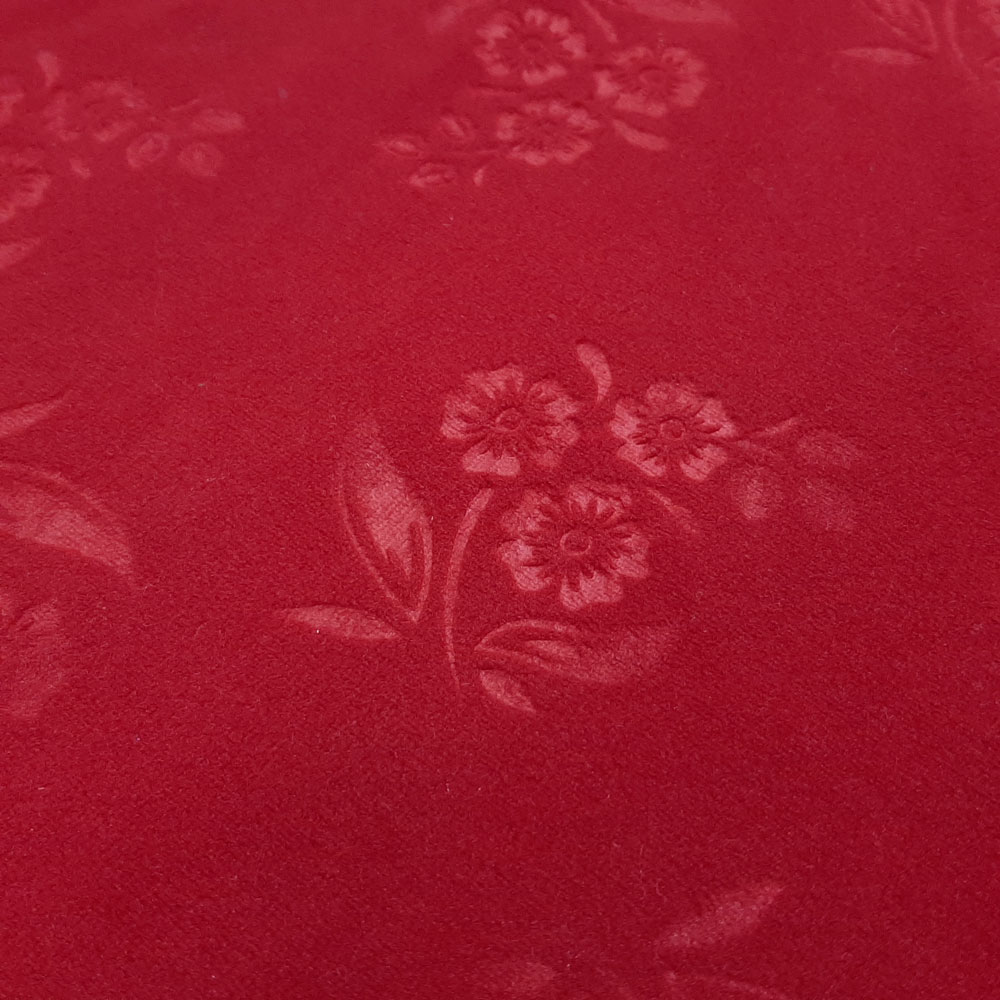 Thyra – Micro Velour mit floralem Dessin – Rot
