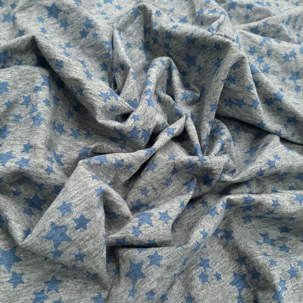 Jonne - Baumwoll Jersey mit Sternen - Grau Melange